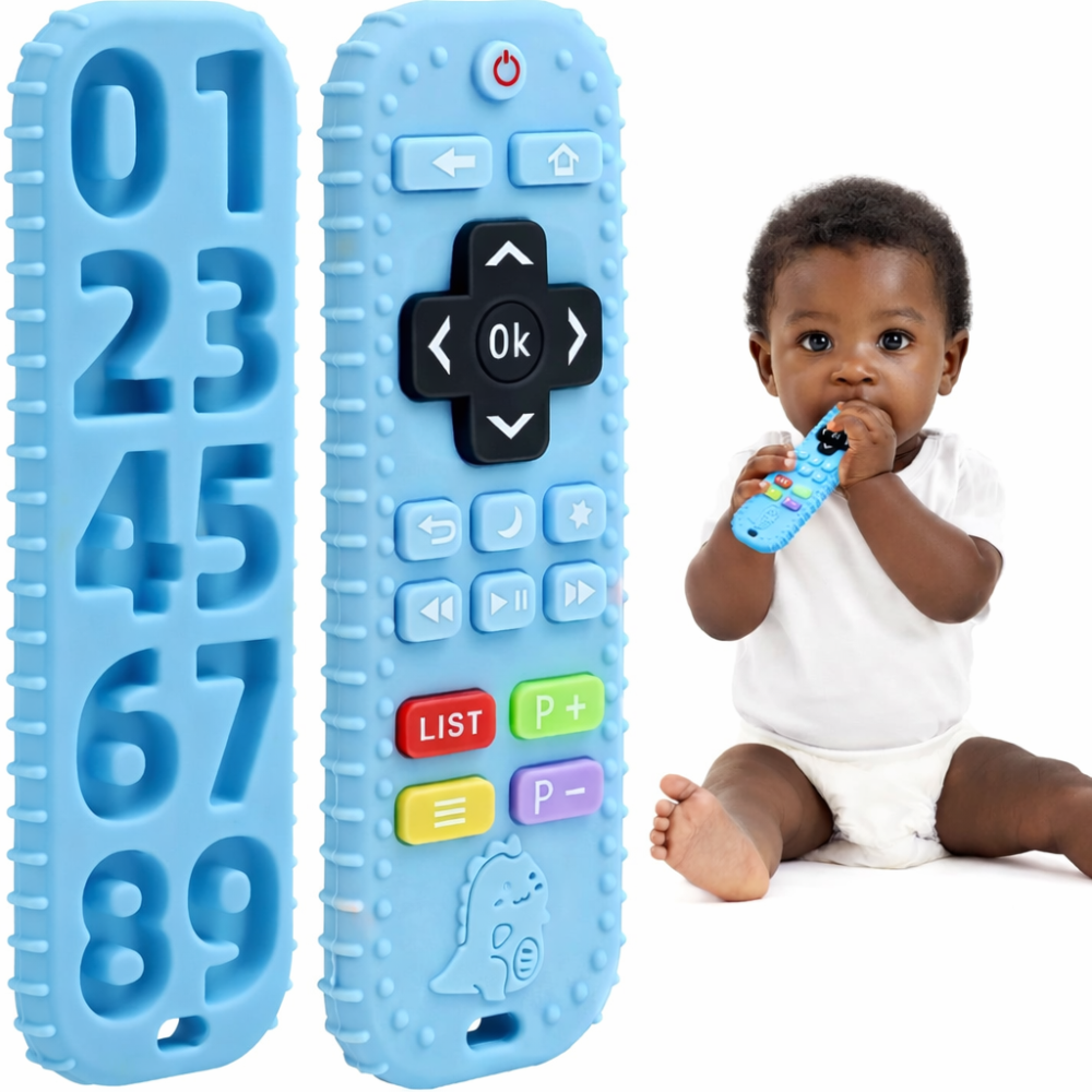 Baby Remote Teether Toy, Silicone TV Remote for Teething Infants