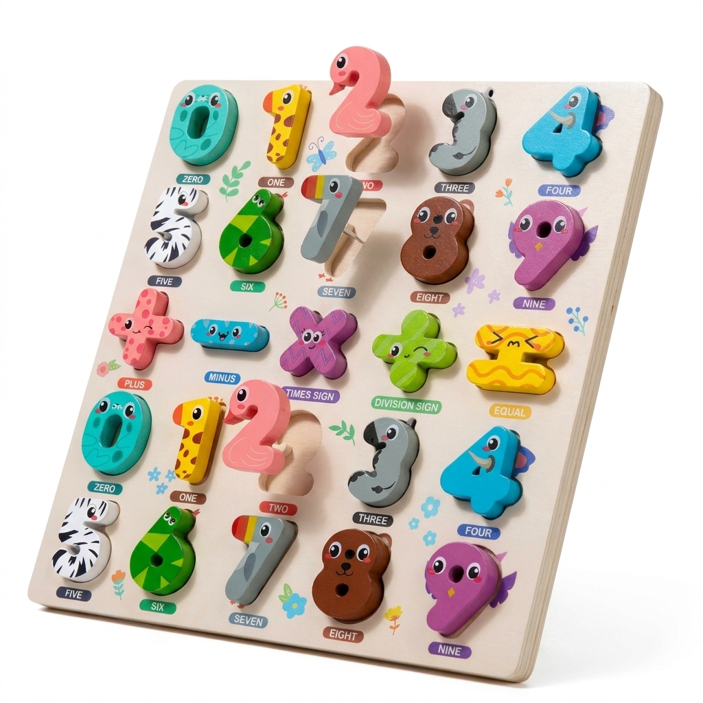 Wooden Animal Number Puzzle for Kids